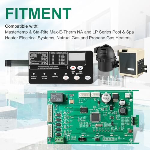 AUTOBABA 42002-0007s Control Circuit Board with Switch Pad 472610Z Compatible with Mastertemp Sta-Rite Max-E-Therm NA & LP Series Pool/Spa Heater Replace# 461105