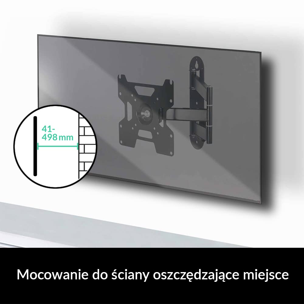 ARCTIC TV Flex S - Uchwyt ścienny Full Motion dla 22"-55" LED, LCD, Plazma pasuje do telewizorów, ramię monitora do 25 kg, w pełni ruchomy - czarny