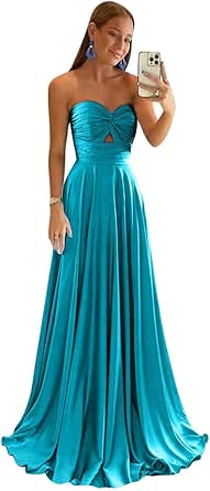 Satin Bridesmaid Dresses for Women Elegant Strapless Prom Dresses 2025