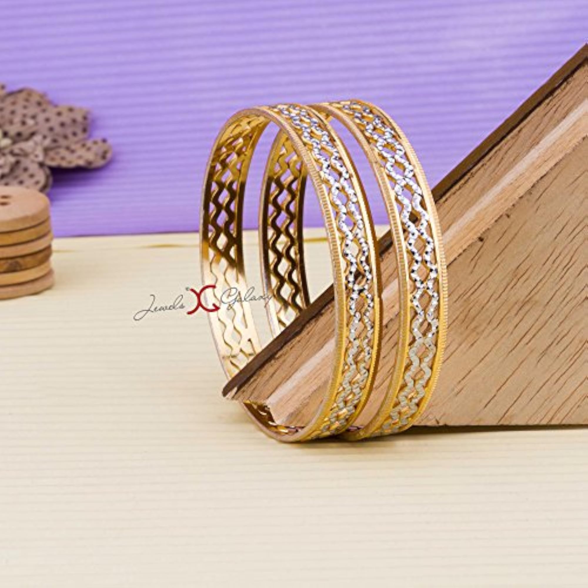 Delicate Rhodium Plated Bangle Set Jewellery For Girls