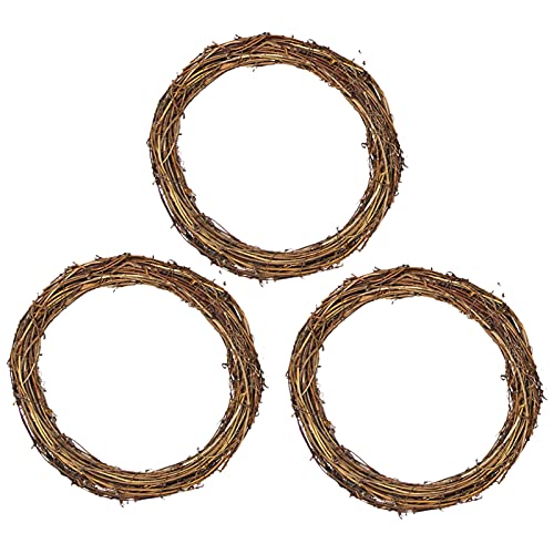 Paquete de 3 coronas de vid natural de 14 pulgadas, corona de ratán de Navidad para manualidades, puerta delantera, colgar en la pared o decoraciones de boda