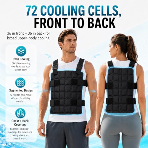 MR.ICE Cooling Vest with 72-Cell Ice Packs - Ice Vest Cooling for Men & Women - Personal Cool Vest for Heat Relief - Adjustable Cooling Ice Vest for Motorcycle, Workers, Sports, Outdoor, Black by MR.ICE - Used condition - Image 6