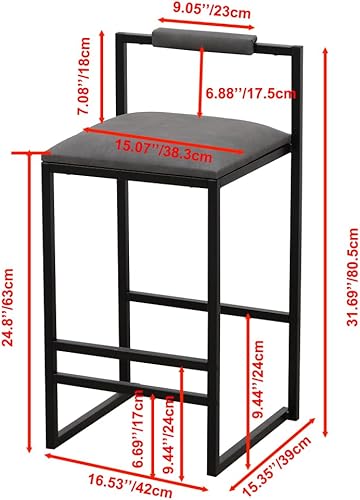 Miniatura 2 de Juego de 2 taburetes de bar modernos tapizados de piel sintética sin brazos con respaldo para bar en casa, comedor, isla de cocina, bistró, club,