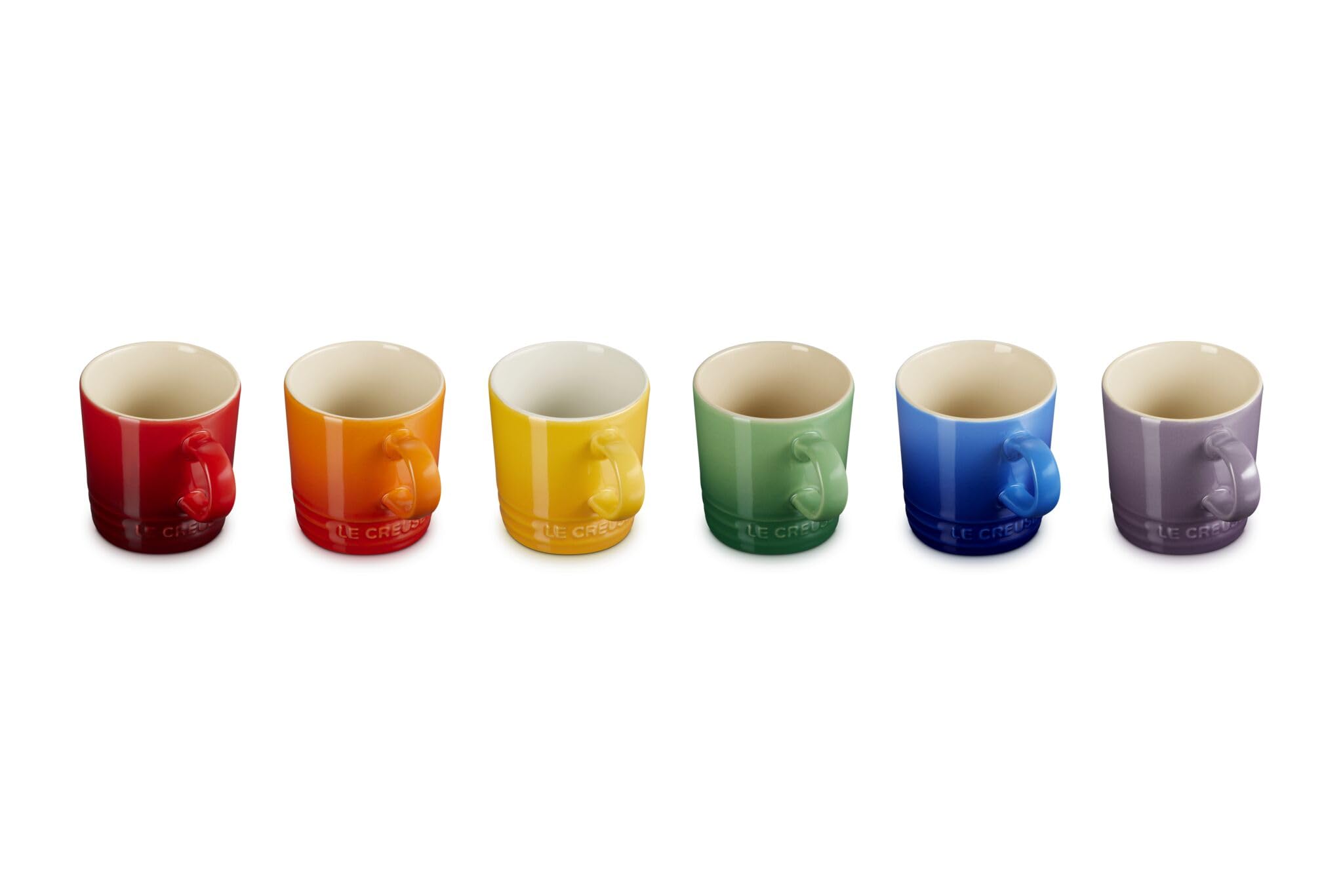 LE CREUSET Stoneware Rainbow Set of 6 Espresso Mugs