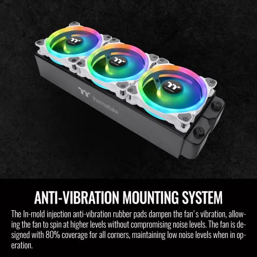 Image of Thermaltake Riing Trio 12 RGB White TT Premium Edition - 3 Pack, 120mm, 3 Independent 16.8 Million Color LED Ring Design, Featuring 30 addressable LEDs, Case /Radiator Fan, CL-F126-PL12SW-A