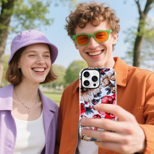 Image of Magnetic for iPhone 13 Pro Max Case [Compatible with Magsafe] Colorful Flower Floral Pattern Design, Full Body 2 in 1 Shockproof Scratch Resistant Protective Cover for Women Girl