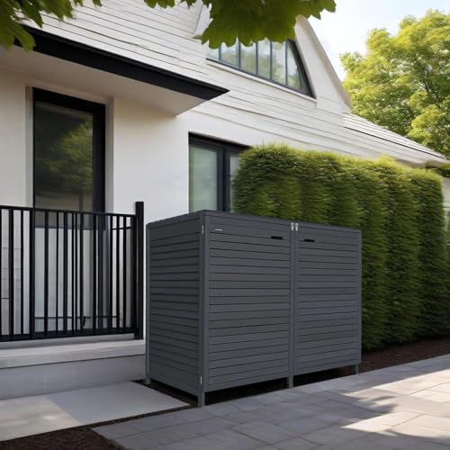 Mülltonnenbox Roma 2 Tonnen für 240L Mülltonnenverkleidung Mülltonnecontainer Holz imprägniert in anthrazit vormontiert