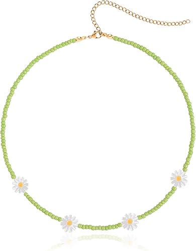 Wellike Freshwater Pearl Beaded Necklace for Women Handmade Boho Colorful Glass Beads Choker Necklace Stainless Steel 18K Gold Plated Bohemian Women