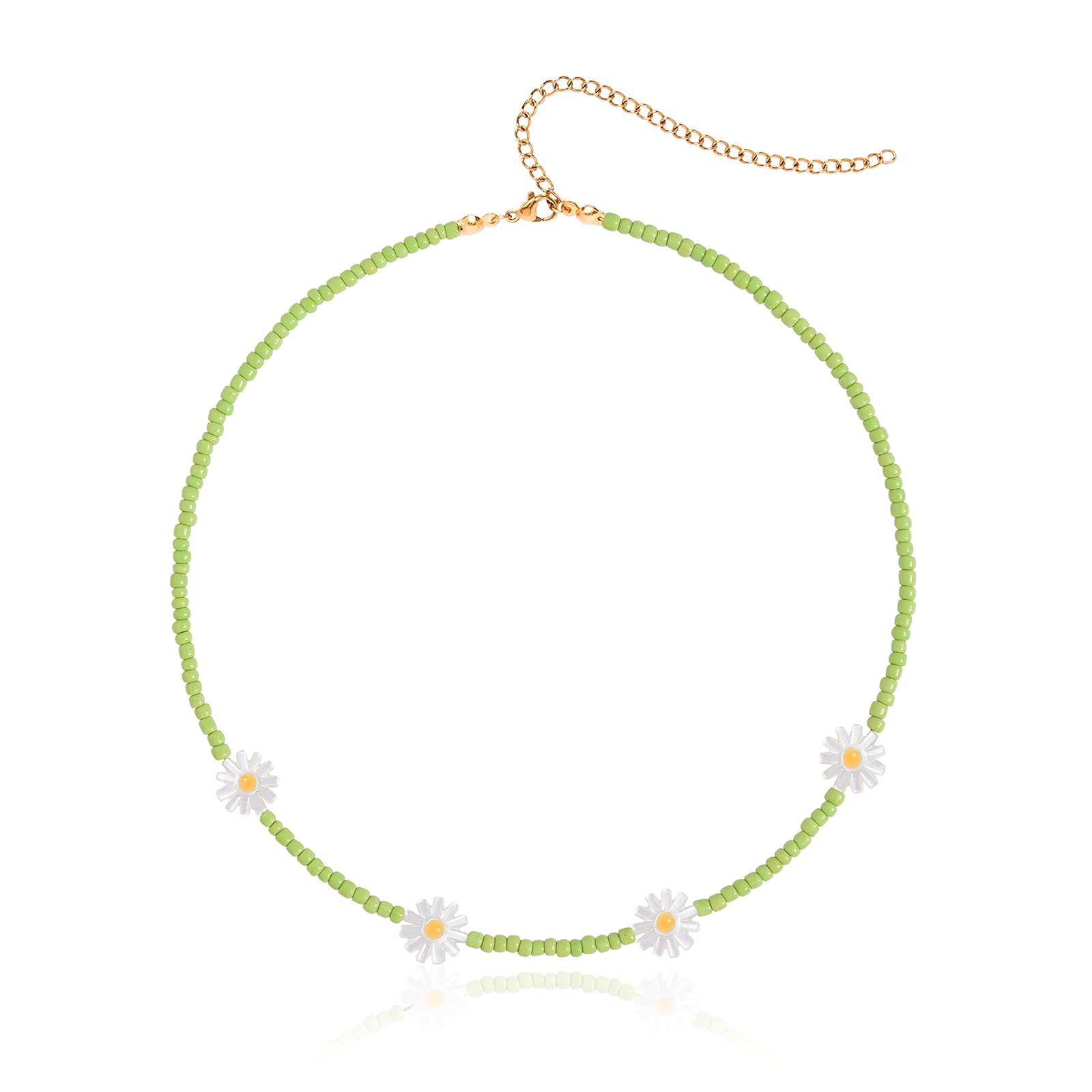 Wellike Freshwater Pearl Beaded Necklace for Women Handmade Boho Colorful Glass Beads Choker Necklace Stainless Steel 18K Gold Plated Bohemian Women