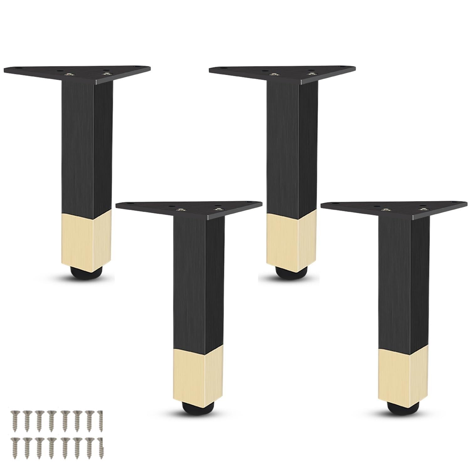 UYHBCNQD 4Pcs Furniture Legs Set Aluminum Alloy Replacement Legs Adjustable Furniture Foot Sofa Dresser Extenders Support Legs Cabinets Legs(Black+gold,33cm(13in))