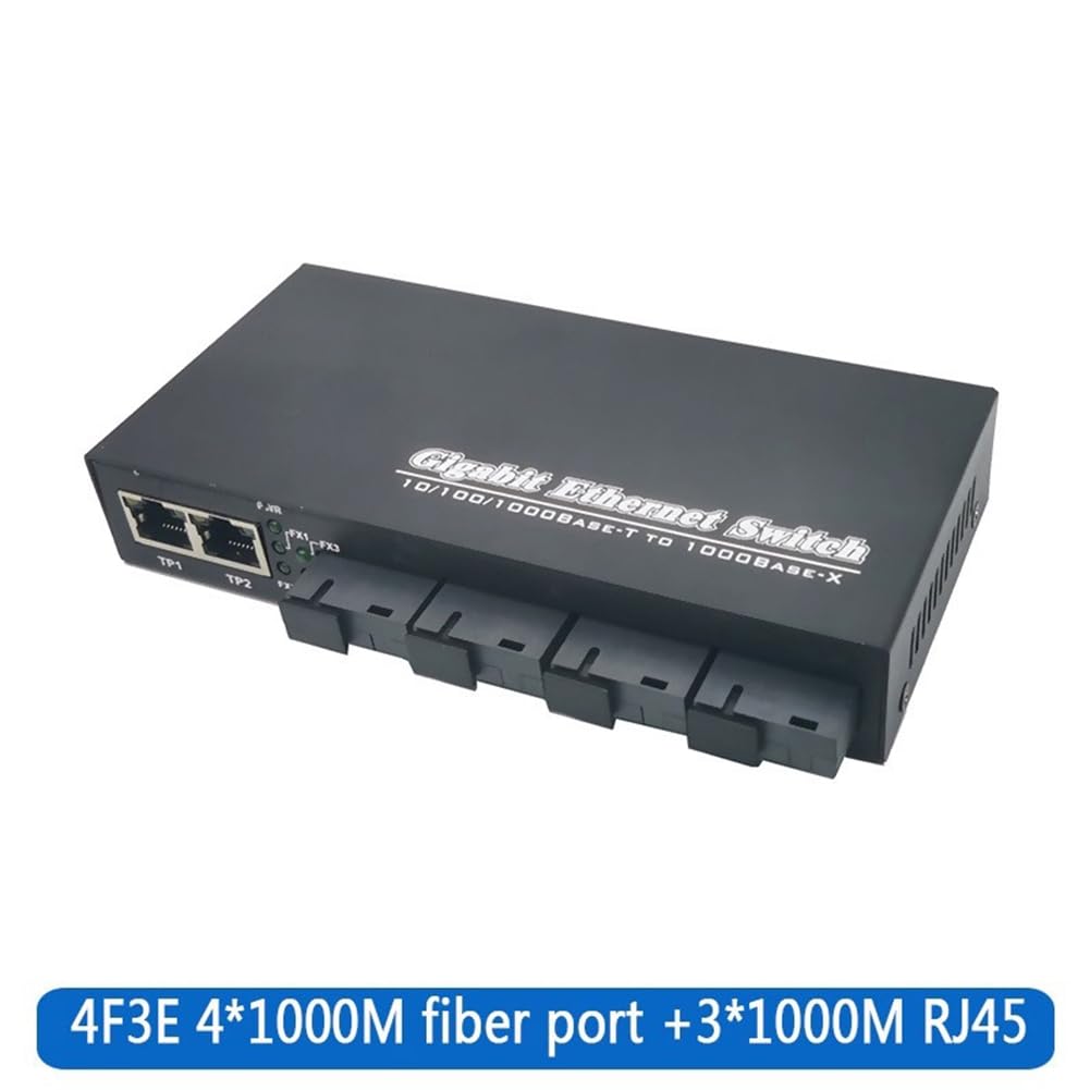 Convertisseur de Média Optique 1000M 4 SC vers 3 RJ45 Gigabit Fibre Optique Transceiver 2A&2B Ports 1310nm/1550nm Commutateur Prise UE
