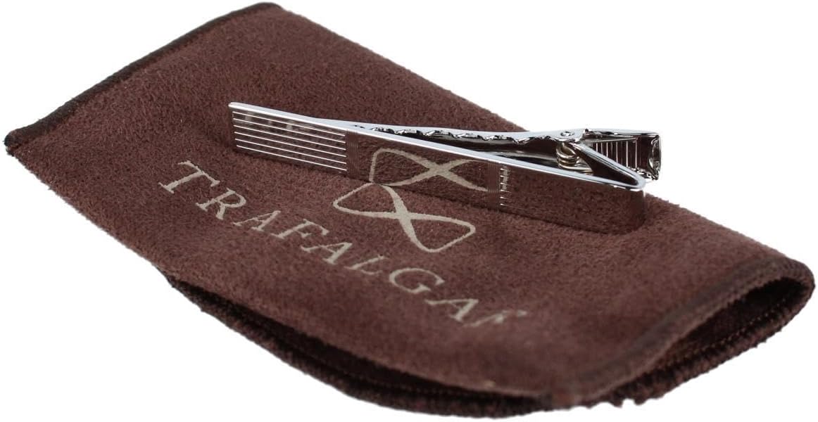 Trafalgar Men's Engine Turned Sterling Silver Lined Engraveable Tie Bar