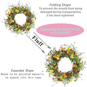 Artificial Spring Summer Wreath for Front Door Yellow Daisy Wreath with Olive Leaf,Eucalyptus Leaves for Front Door Indoor Outdoor Wall Porch Farmhouse Home Decor Artificial Spring Summer Wreath for Front Door Yellow Daisy Wreath with Olive LeafEucalyptus Leaves for Front Door Indoor Outdoor Wall Porch Farmhouse Home Decor