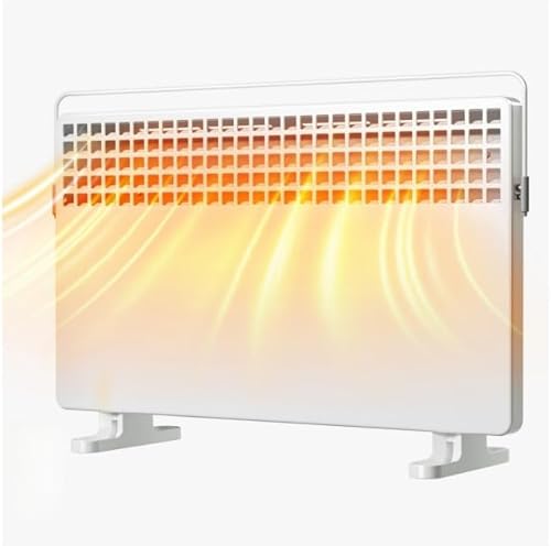 ROVSUN Calentador de pared de 1500 W, calentador eléctrico de pared con toallero, 2 ajustes de calefacción y control de perilla, para uso en