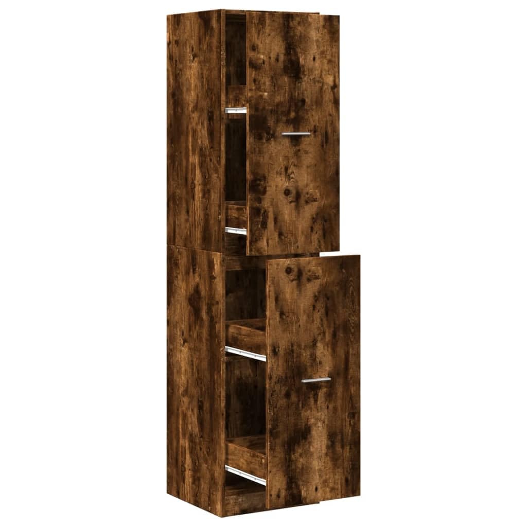 Armadietto per farmacie, in legno di rovere affumicato, 40 x 41 x 174,5 cm, con 4 cassetti, armadietto e armadietto portaoggetti per ufficio, soggiorno, bagno, versatile e robusto