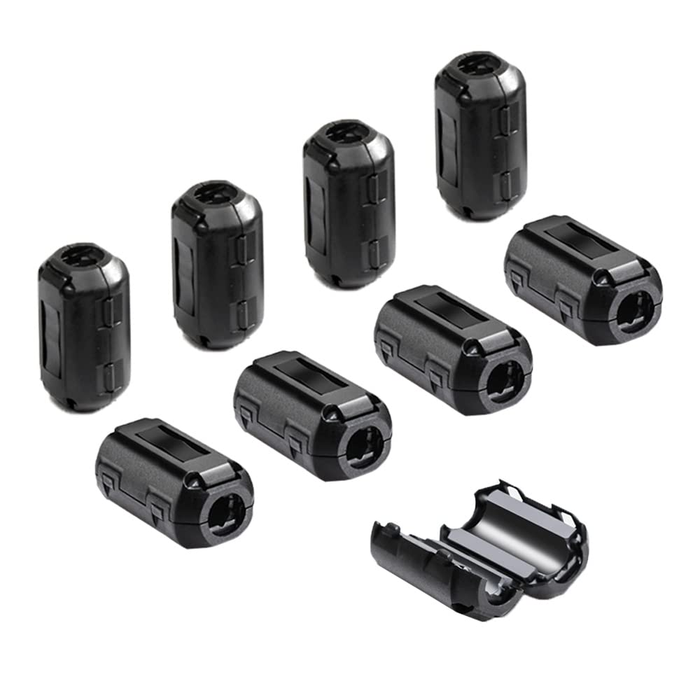 Aiqeer 8 Pcs Clip-On Ferrite Ring Core, Emi Rfi Noise Suppressor Cable Clip, Anti-Interference High-Frequency Filter (7 Mm Inner Diameter)