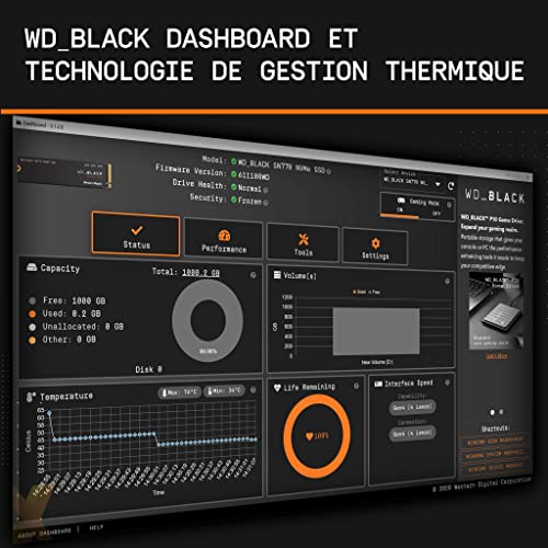 WD_BLACK SN770 SSD 2 To, Disque SSD Interne, Vitesse de lecture jusqu'à 5150 Mo/s, M.2 2280 NVMe SSD, PCIe Gen 4.0, Haute performance disque de jeu, Noir