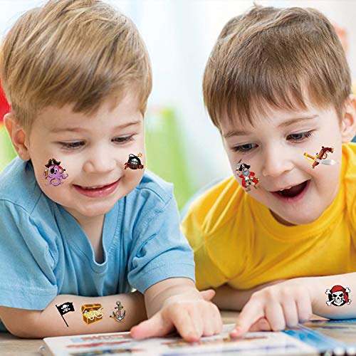 Konsait KS-BT259 Kids Temporary Tattoos(100Pcs),Konsait Solar System Outer Space/Pirate/Construction Zone Tractor Truck/Dinosaur Shark Face Tattoo thumb #3