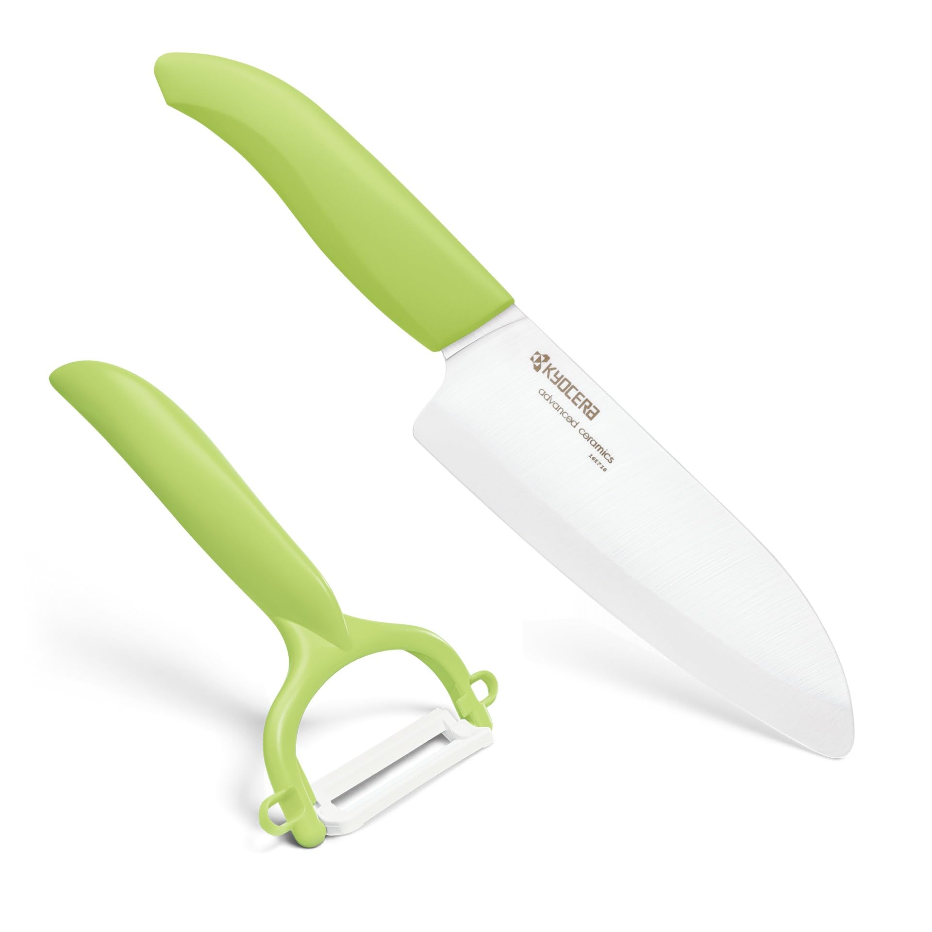 Couteau du chef Kyocera FK-140-WH GR et éplucheur vert CP-10-NGR