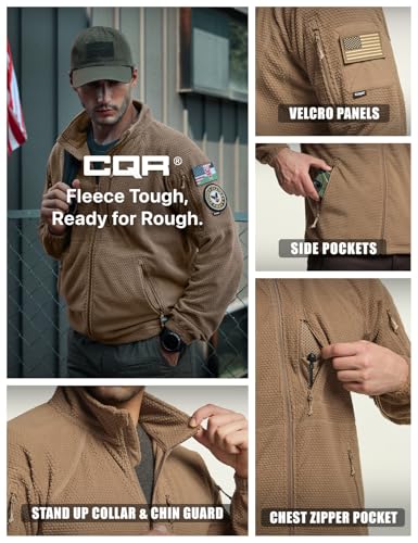 Image of CQR Men's Full-Zip Tactical Jacket, Soft Warm Military Winter Fleece Jackets, Outdoor Coats with Zipper Pockets