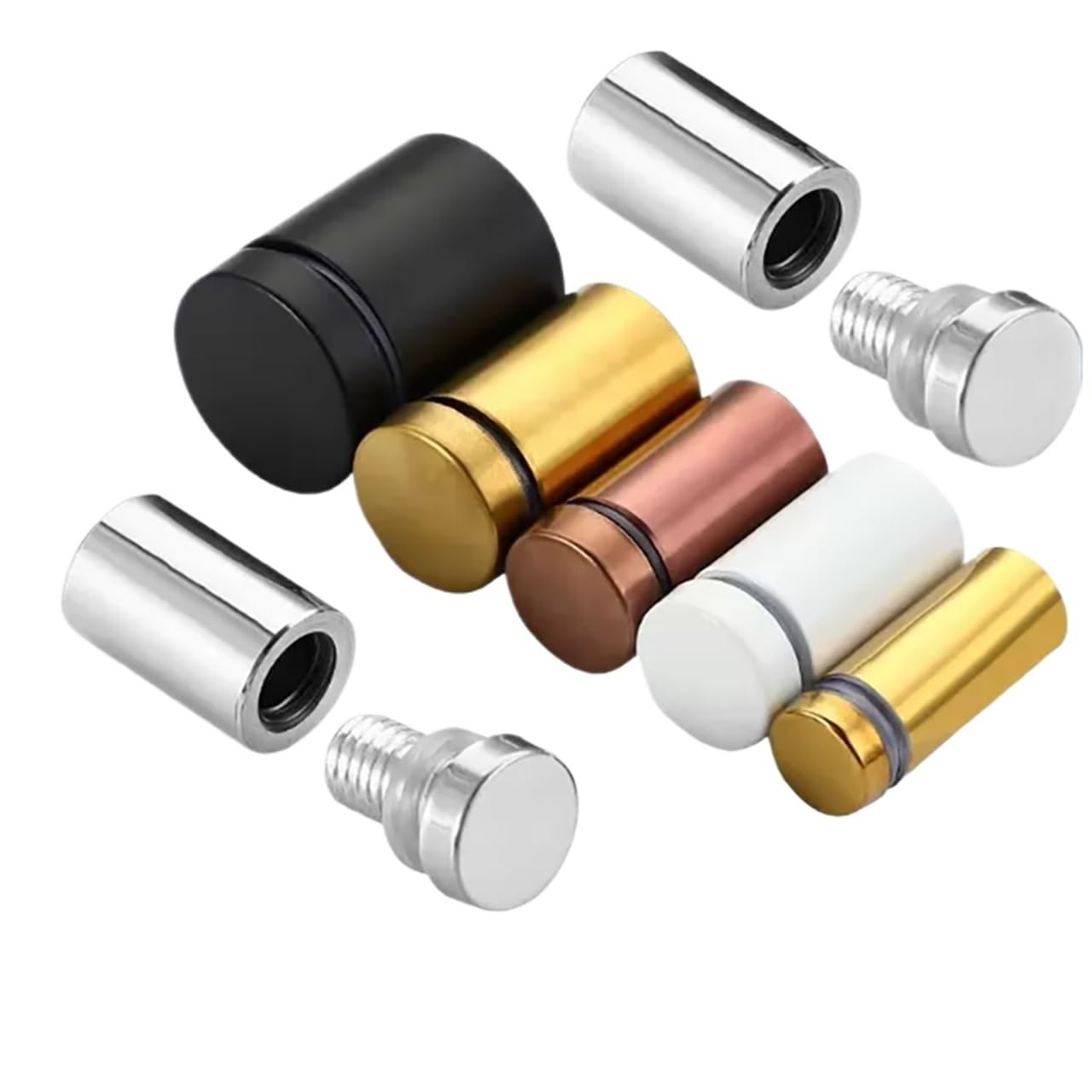 Separadores de Pared Hardware de tornillo fijación, clavo publicitario plateado, soporte acero inoxidable 25/30/40MM(12Pcs,25MM x 40MM)
