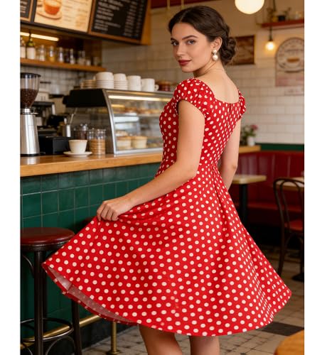 Image of YARN & INK Retro Swing Dresses for Women 1950s Vintage Rockabilly Clothes Pinup Clothing Cocktail Party Dress