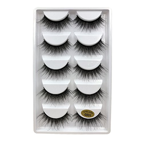 Greenmirr 3D False Eyelashes Extensions für Frauen Eye Look Handmade Strip Faux Nerz Wimpern 5 Paare (G801) Cover