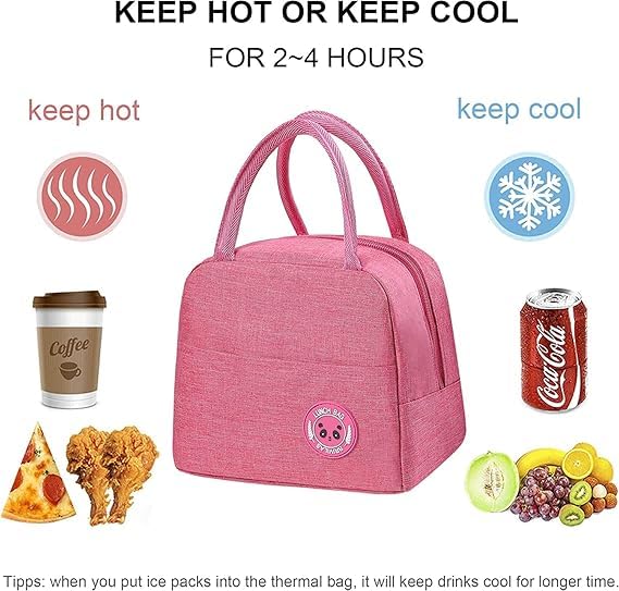Image of Lunch Bag for Office Women Tiffin Box Bag Lunch Bag Thermal Insulated Waterproof and Reusable Lunch Bag for Men Women Office, School and Travel (Purple, Solid)