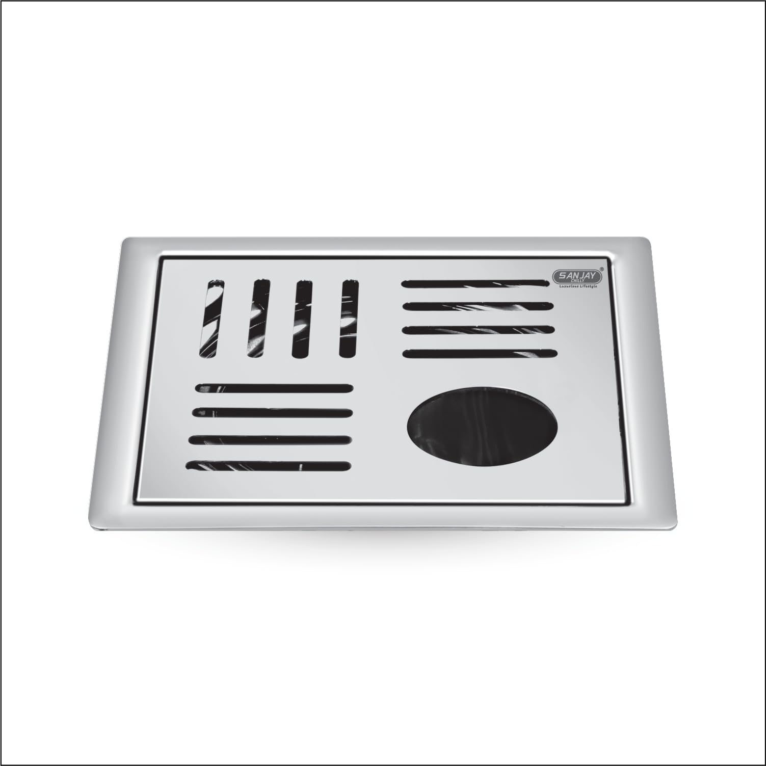 Sanjay Chilly Floor Drainer for Bathroom Square Maze Gypsy Golden Series Floor Drain with Hole Cover Jali 304 Grade Stainless Steel Kitchen Floor Bathroom Gratings (5x5 Inch)-image-28