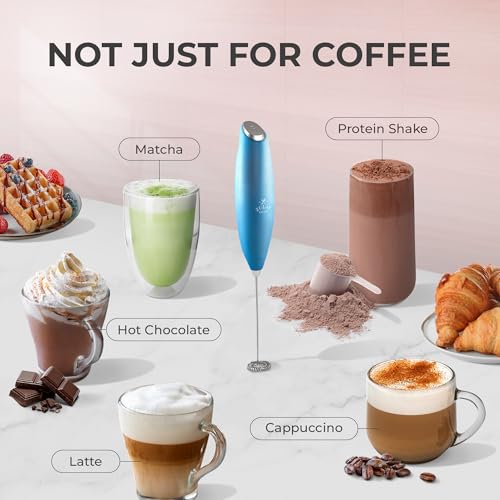 image for Zulay Kitchen Milk Frother Handheld Electric Whisk with AA Duracell Ba