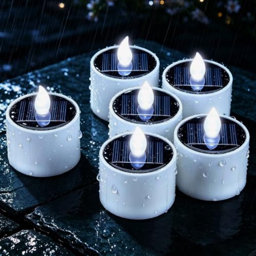 Velas eléctricas exteriores para terrazas y jardines con luz solar blanca fría