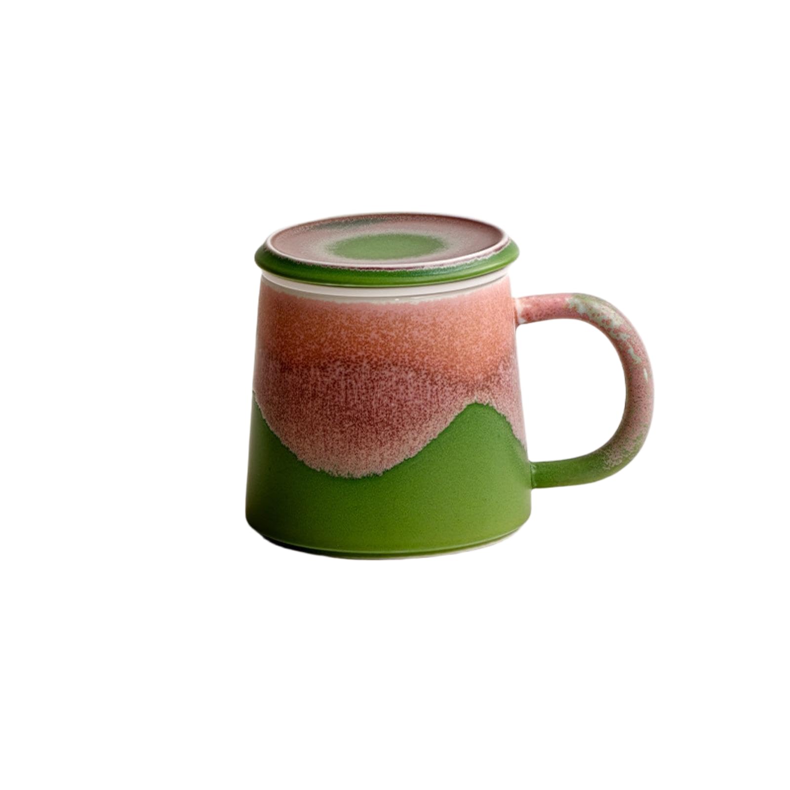 HJDMO - Taza de cerámica con tapa y colador, 350 ml, taza infusora de té azul degradado para té de hojas sueltas, taza de café grande para oficina y hogar, regalo único para ella