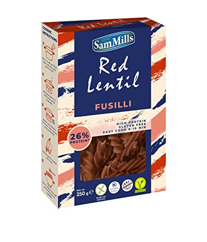 Sam Mills - Red Lentil Pasta | Glutenfreie Nudeln aus roten Linsen | 250 g Packung Fusilli - Pasta aus Hülsenfrüchten Cover
