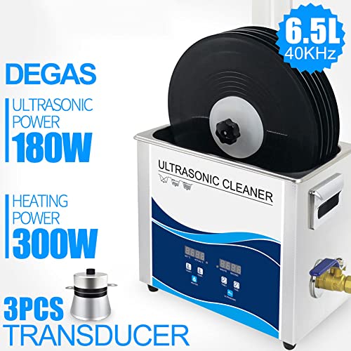 Pulitore a ultrasuoni Pulitore a ultrasuoni per Dischi in Vinile Sistema di Pulizia riscaldato da 300 W con Temperatura Regolabile e degasaggio, Include Staffa di Sollevamento