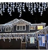 YEGUO 400 LED Icicle Lights Outdoor, 33ft 80 Drops Icicle String Lights Connectable, 8 Modes Whit...
