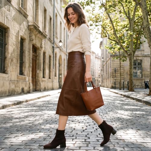 Image of Susanny High Heel Boots for Women,Womens Platform Boot Heels Sexy Round Toe Lace UP High Heels Mid Calf Boots