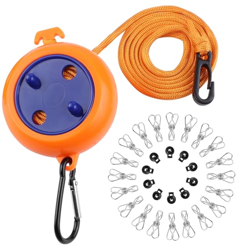 Retractable Clothes Airer for Camping, Portable Washing Line, Tra...