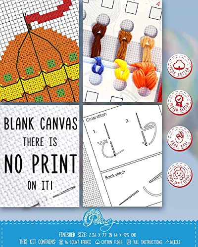 Povitrulya Counted Cross Stitch Kit - Diy Kits For Adults Or Kids - Funny Embroidery Bookmark - Easy To Use - Craft Collection - Air Balloon #TOP2