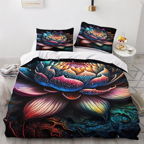 Housse de couette lotus 220x240cm avec taies d'oreiller
