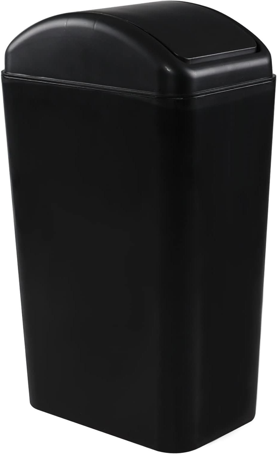 Cand 14 L Small Plastic Trash Can, 3.2 Gallon Slim Swing Lid Garbage Bins (Black)