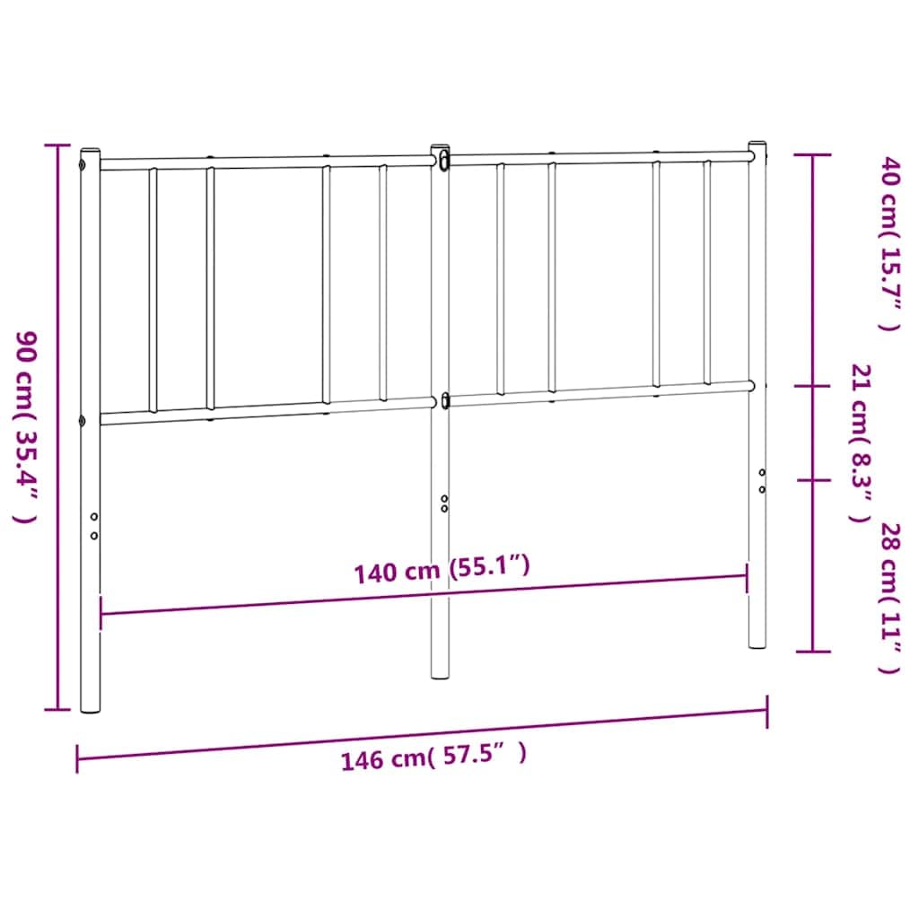 Testata di ricambio in metallo nero, 140 cm, in acciaio verniciato a polvere, per telaio del letto, robusta headboard per camera da letto, bed headboard solo con gambe stabili, cabecera de