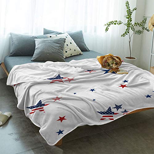 July 4Th Party Throw Blanket Fuzzy Plush Blanket Flannel Bed Blanket American Usa Flag Day Theme Blue Red Stars Lightweight Throw Blanket For Couch Sofa Bed 40"X50"-Independence Day Collection #TOP1