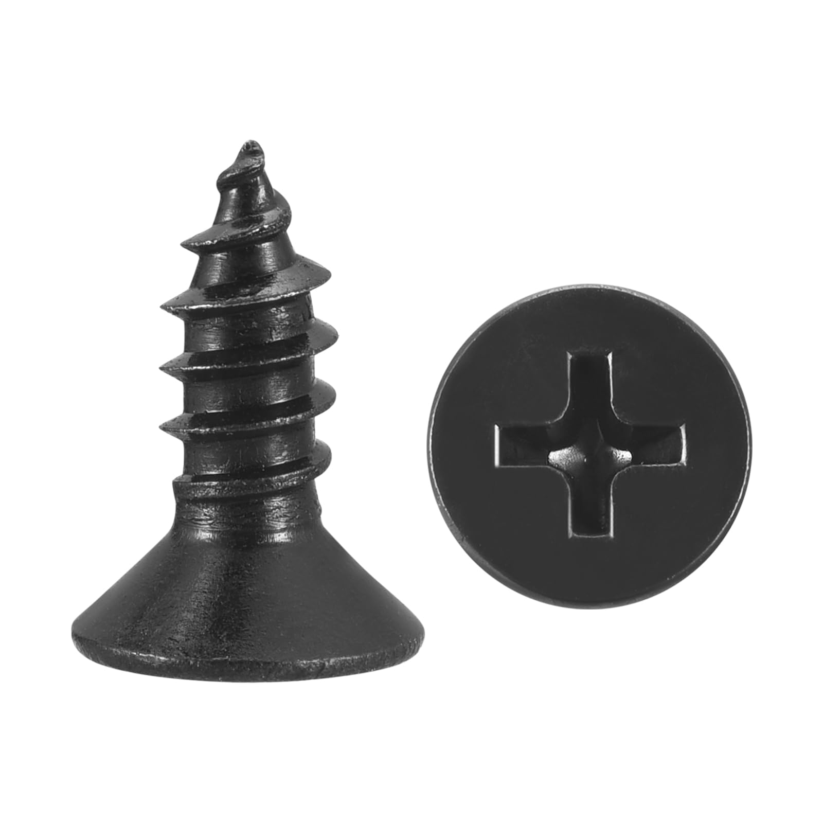 METALLIXITY Countersunk Phillips Wood Screw (#8x1/2") 300Pcs, 304 Stainless Steel Coarse Thread Phillips Drive Flat Head Wood Screws - for Furniture Installation Repair, Black