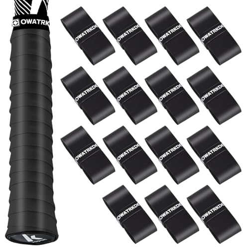 OWATRKDEY 15 Pack Tennis Racket Grip Tape, Precut PU Anti-Slip