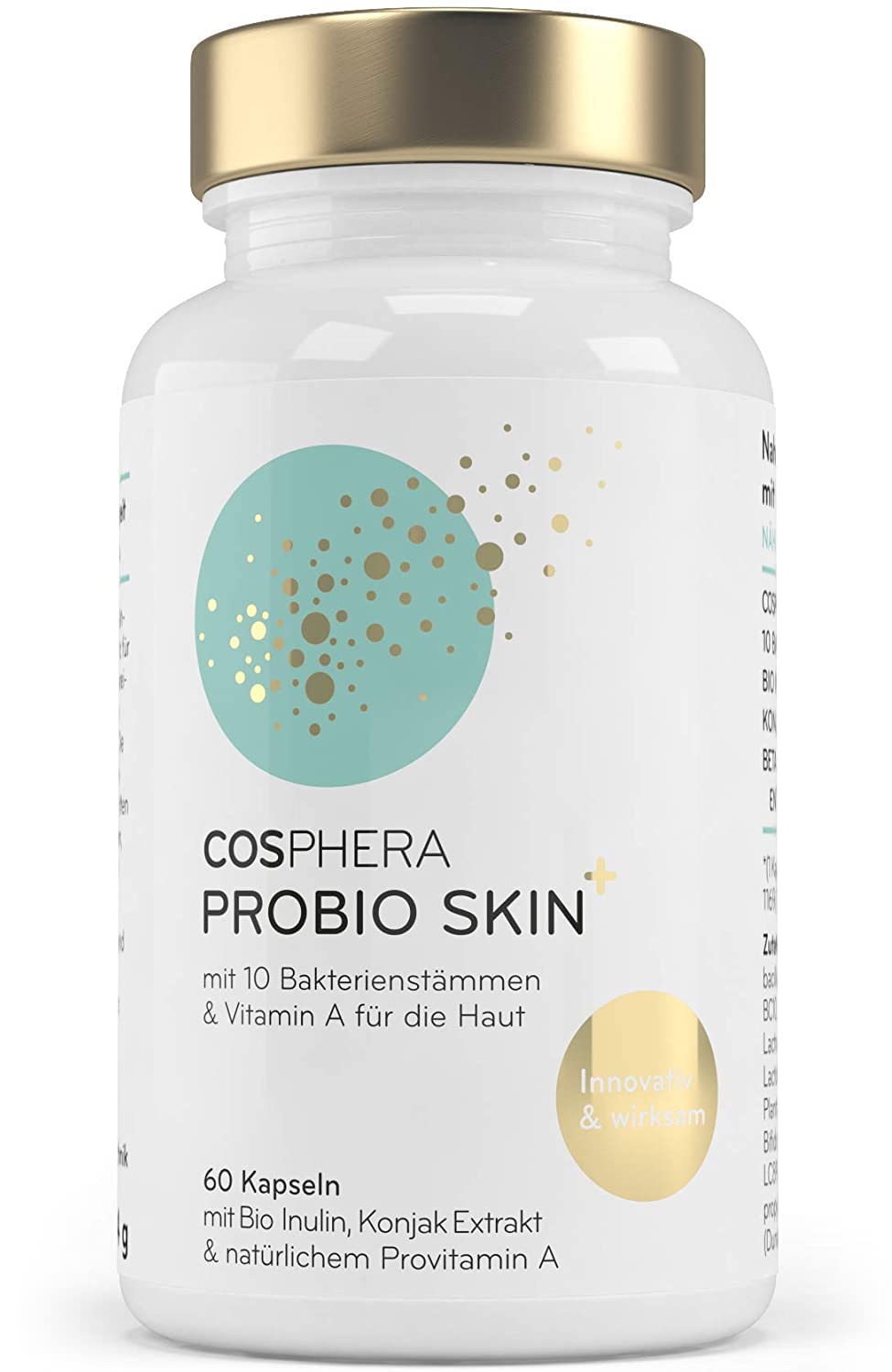 Probio Skin Kapseln Hochdosiertes Probiotikum Vegan I Probiotika & Präbiotika - Angereichert mit Bio Inulin, Vitamin A und Konjak Wurzelextrakt - 60 Kapseln
