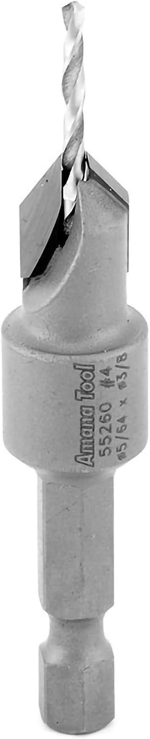 Amana Tool Carbide Tipped 82 Degree Countersink Drill Bit, 55260, 3/8 D x 49 Deg x 1/4 Quick Release Hex Shank for Wood Screw 4
