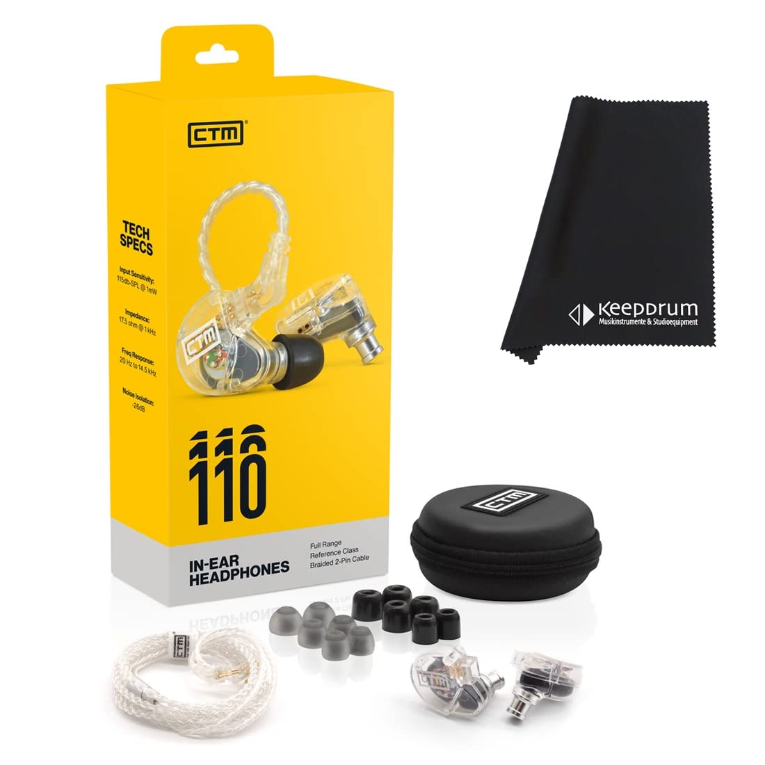 CTM CE110 - Auriculares in-ear para monitor y gamuza keepdrum