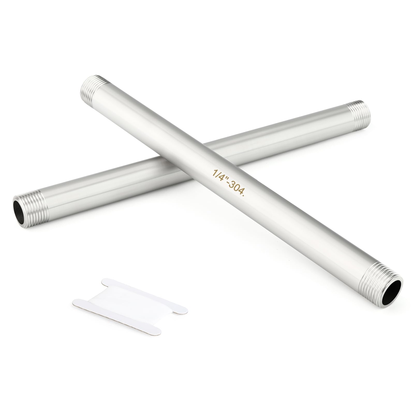 TAISHER 2PCS Stainless Steel Pipe Fittings, 1/4" BSP Male x 1/4" BSP Male Threaded, 8" Length Thickened Cast Pipe