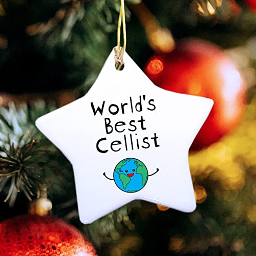 World's Best Cellist Ornament - Star Shaped for Party Decoration Tree Birthday - Professional Symphony Concert Solo Player Cello