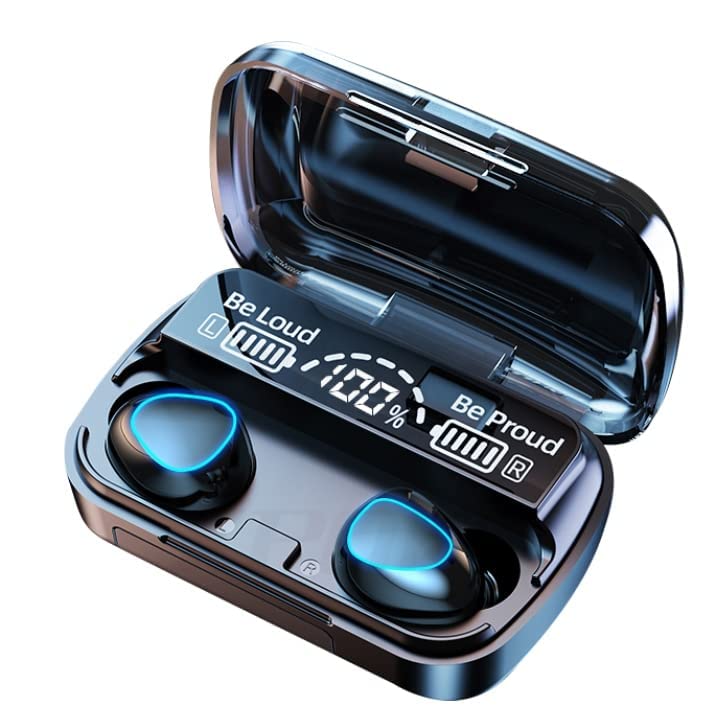 Mayne True Wireless Earbuds Your Phone Upto 220 Hours Total Playback time M10 Bluetooth 5.1 Earbuds in-Ear TWS Stereo Headphones with Smart LED Display Charging Built-in Mic for Sports Work – Black